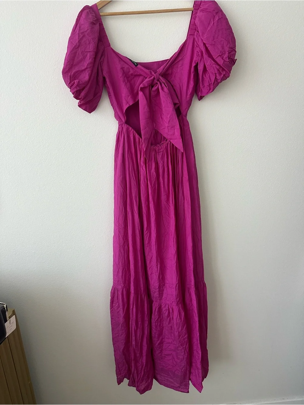 Abercrombie & Fitch pink fuschia puff sleeve maxi dress